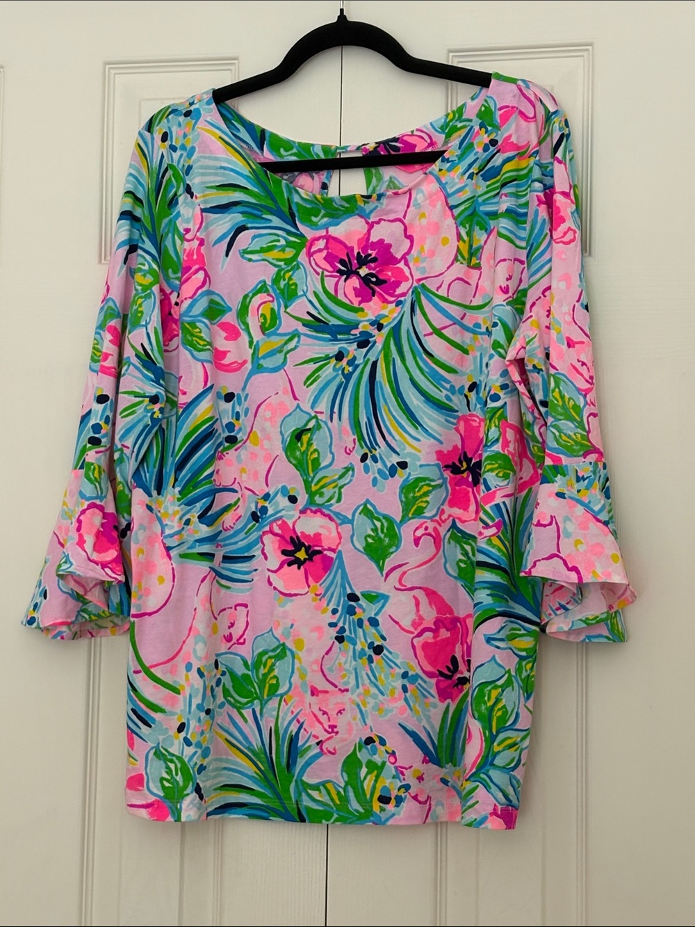 Lilly Pulitzer Hollie Pink & Green Floral Boatneck Tunic